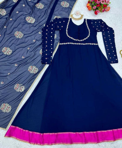 KD 1323 Faux Georgette Designer Gown with Dupatta Gown with Dupatta Shopin Di Apparels 