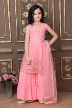 Load image into Gallery viewer, Kid&#39;s Net Top and Georgette Sharara Suit Kid&#39;s Suits shopindi.sg 