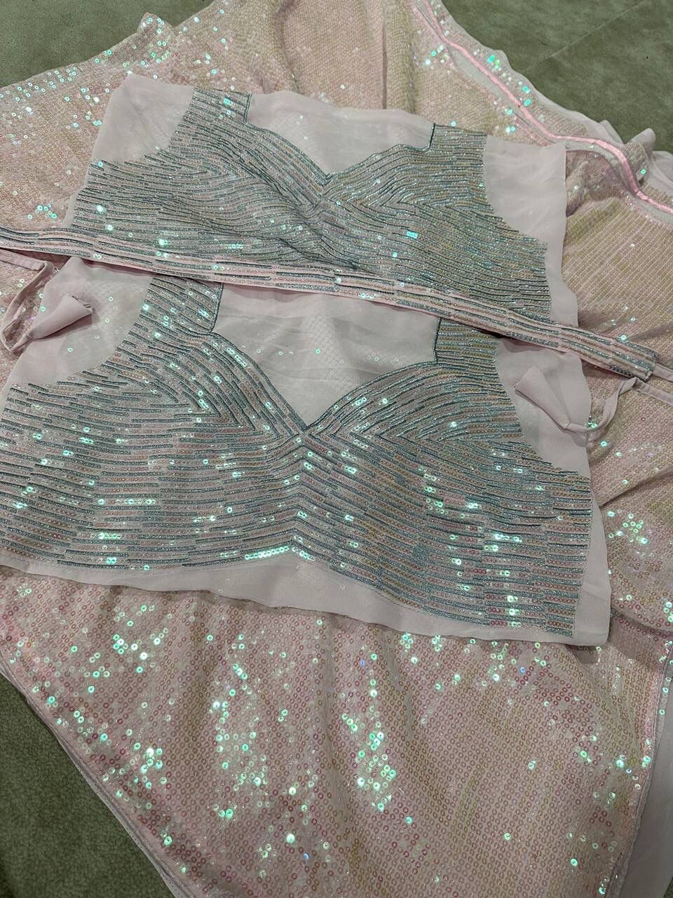Light Pink Heavy Sequence Work Designer Saree Designer Saree Shopin Di Apparels 