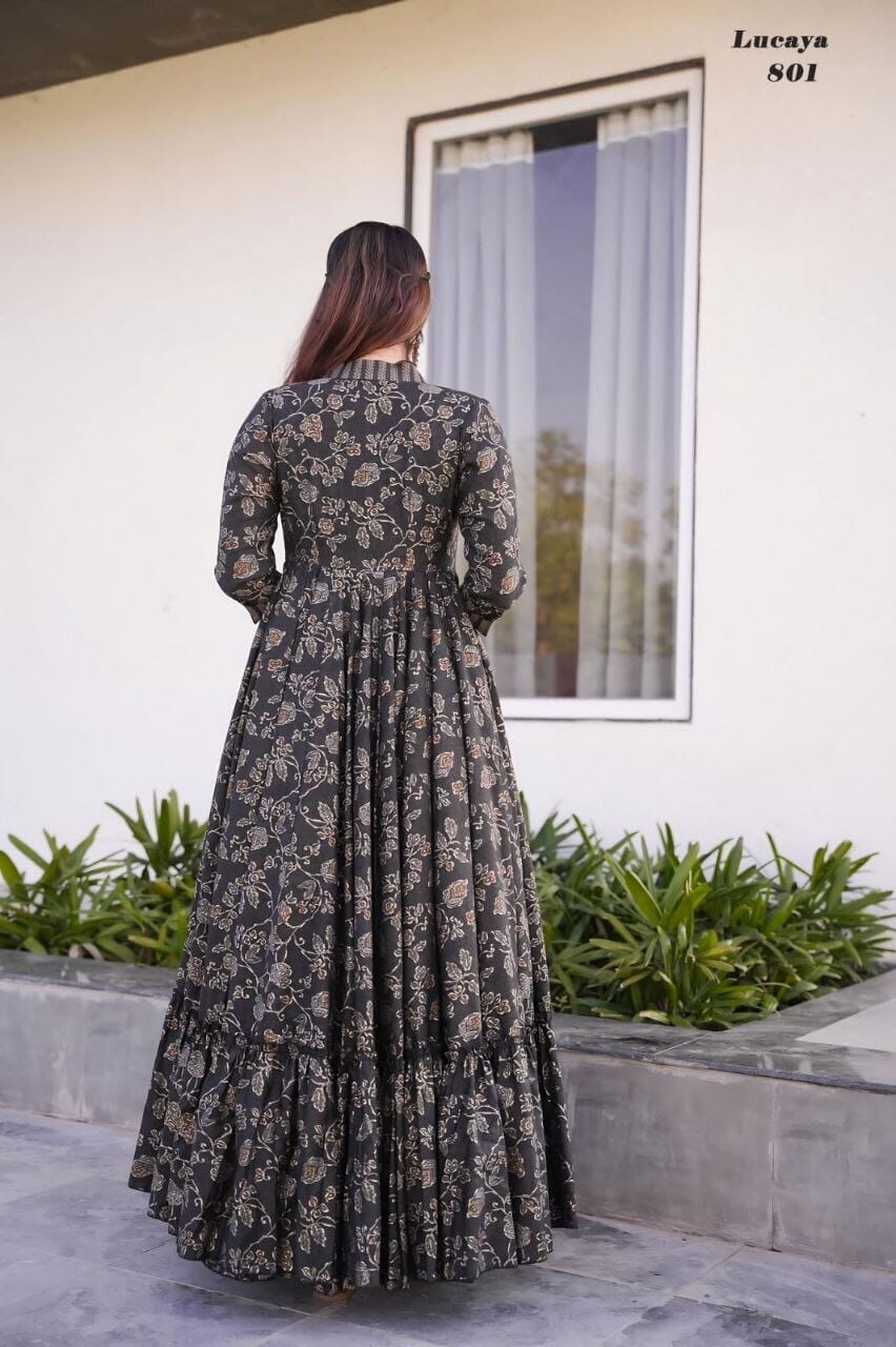 Lucaya 801 Fancy Wear Koti Style Indo-Western Suit of Printed Crop Top and Palazzo designer suits Shopin Di Apparels 