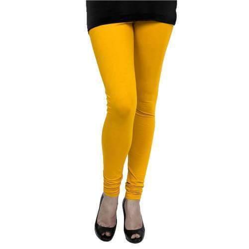 Mango Yellow Plain Lycra Leggings - Shopindiapparels.com