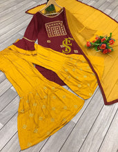 Load image into Gallery viewer, Maroon Premium Rayon Mirror work Embroidered Sharara Suit Designer Suits Shopindiapparels.com 
