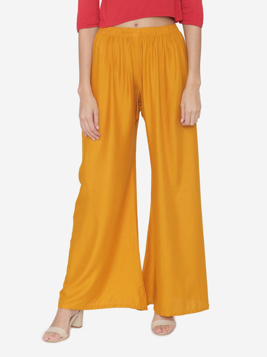 Mustard Plain Rayon Plazzo Pants Plazzo Pants Shopindiapparels.com
