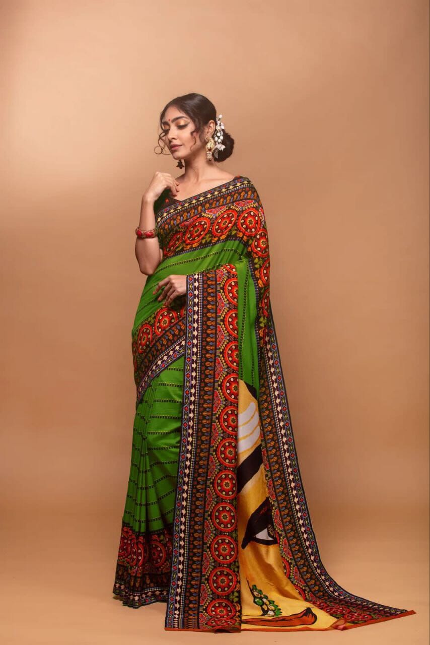 Navratri Saree Crepe Silk with Digital Print of Goddess Designer Saree Shopin Di Apparels 