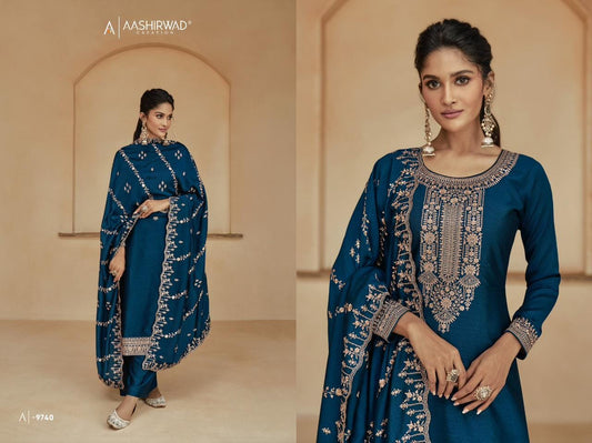 Navy Blue Aashirwad Gulkand Glory Silk Designer Salwar Suit Designer Suits Shopin Di Apparels 