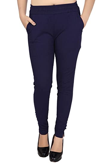 Navy Blue Cotton Lycra Potli Pants Shopindiapparels.com