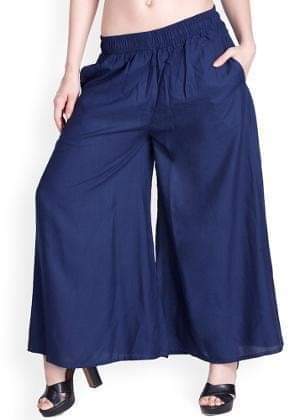 Navy Blue Plain Rayon Plazzo Pants Plazzo Pants Shopindiapparels.com