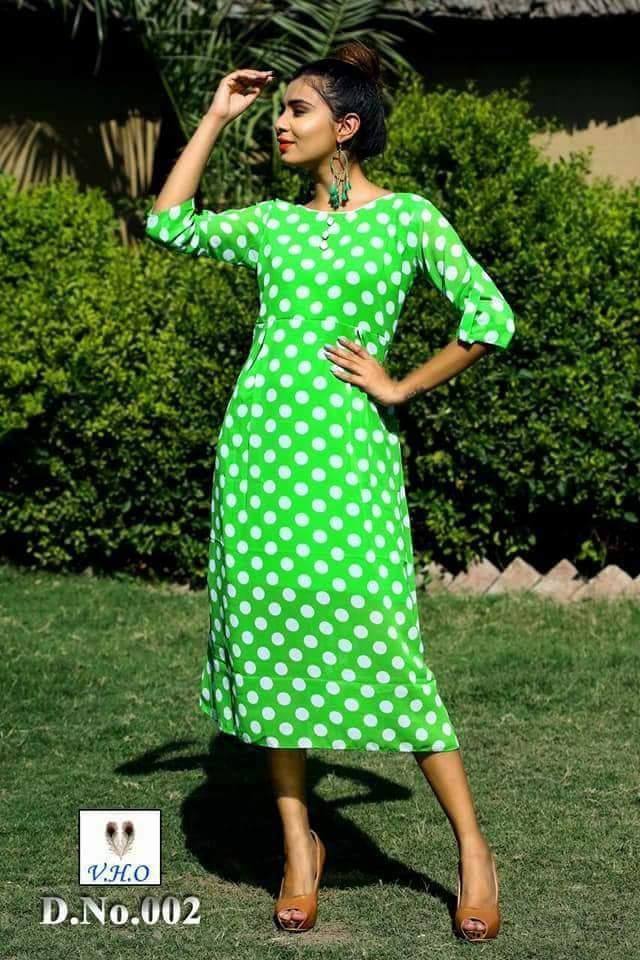 Neon Green PokkaDot Georgette Dress - Shopin Di Apparels