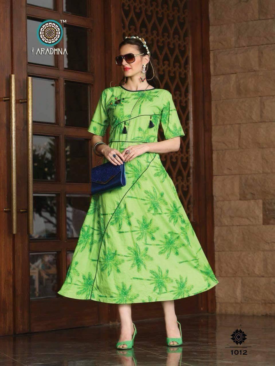 Neon Green Rayon Dress - Shopindiapparels.com