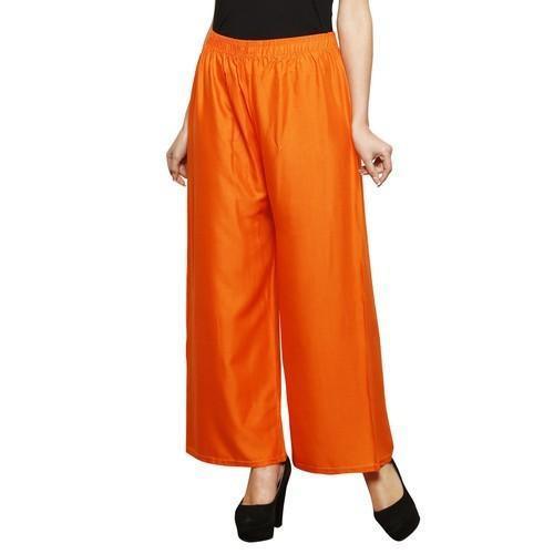 Orange Plain Rayon Plazzo Pants - Shopindiapparels.com