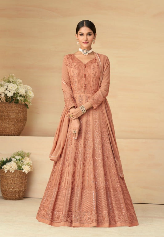Orange Rehanna Wedding Wear Anarkali Suit Designer Suits Shopindiapparels.com 