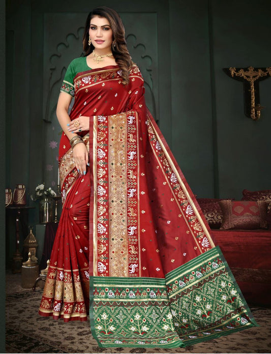 Patola Lichi Silk Saree in 4 colors Silk Saree Shopin Di Apparels 
