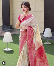 Load image into Gallery viewer, Pink White Soft Lichi Silk Saree shopindi.sg 