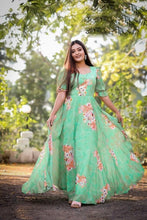Load image into Gallery viewer, Pista Green Digital Printed Georgette Gown Gown shopindi.sg 