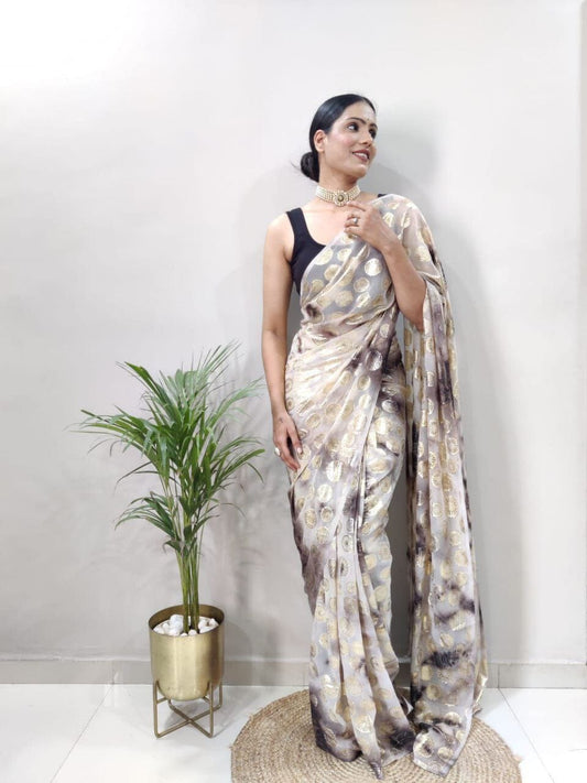 Premium Georgette Sona Chandi work Ready to Wear Saree Ready to Wear Saree Shopin Di Apparels 