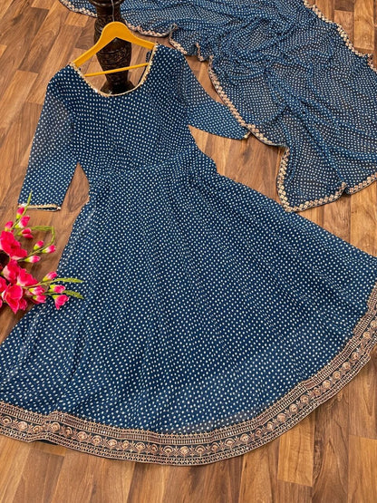 Printed Fox Georgette Embroidered Kurti with Dupatta in 4 colors Kurti with Dupatta shopindi.sg 