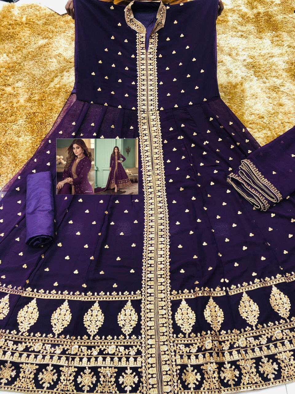 Purple Fox Georgette Centre Cut Anarkali Suit Designer Suits AASHIRWAD 