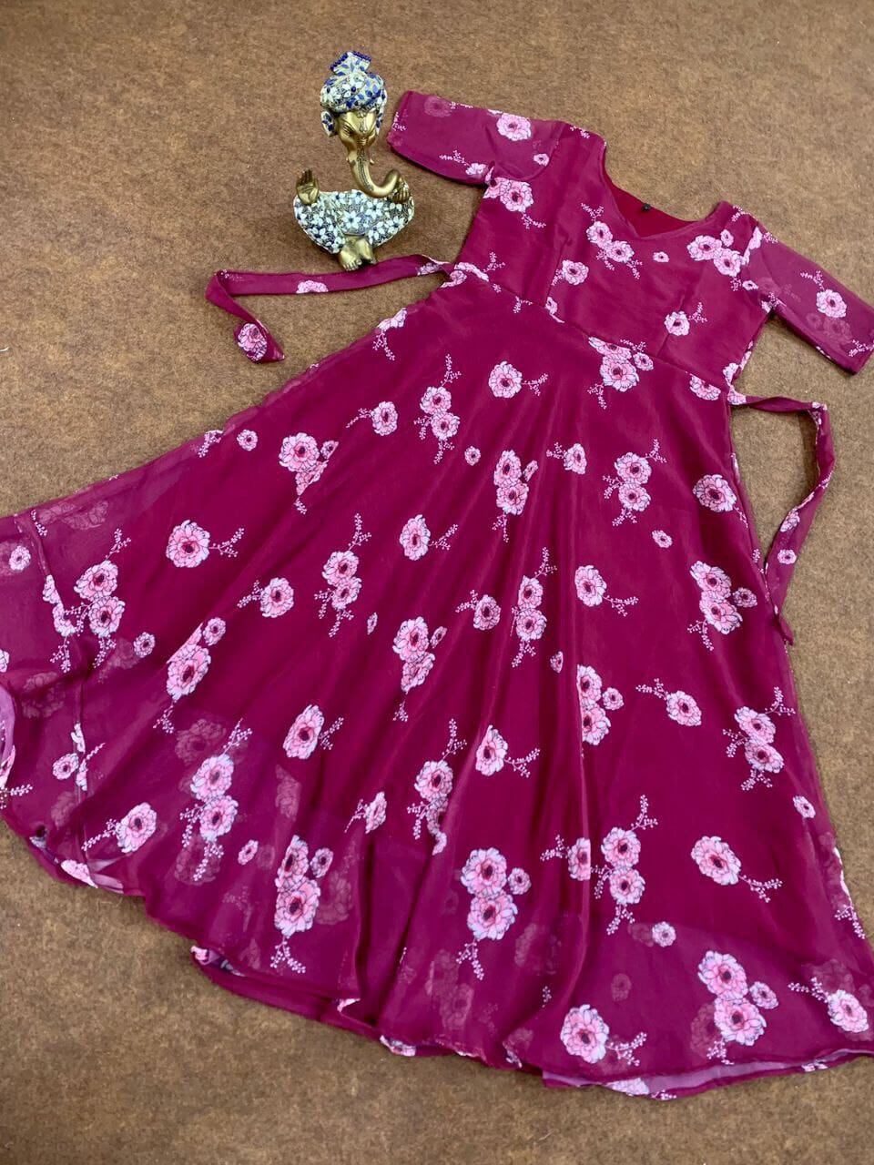 Purple Georgette Printed Anarkali Maxi Gown Gowns Shopin Di Apparels 