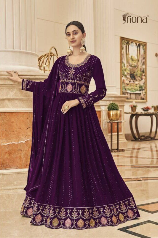 Purple Heavy Faux Georgette With Embroidery Work Anarkali Suit Designer Suits Fiona 