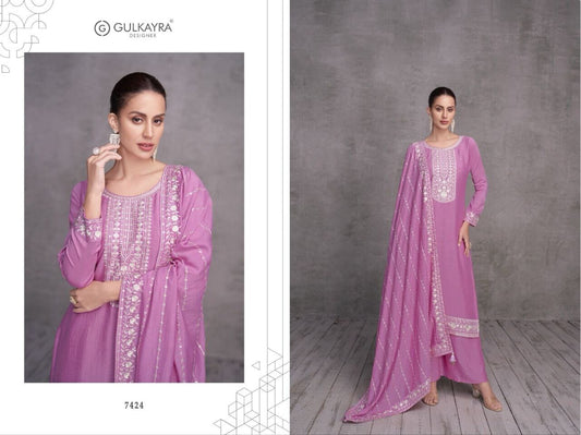 Purple Heavy Silk Designer Palazzo Suit Designer Suits AASHIRWAD 