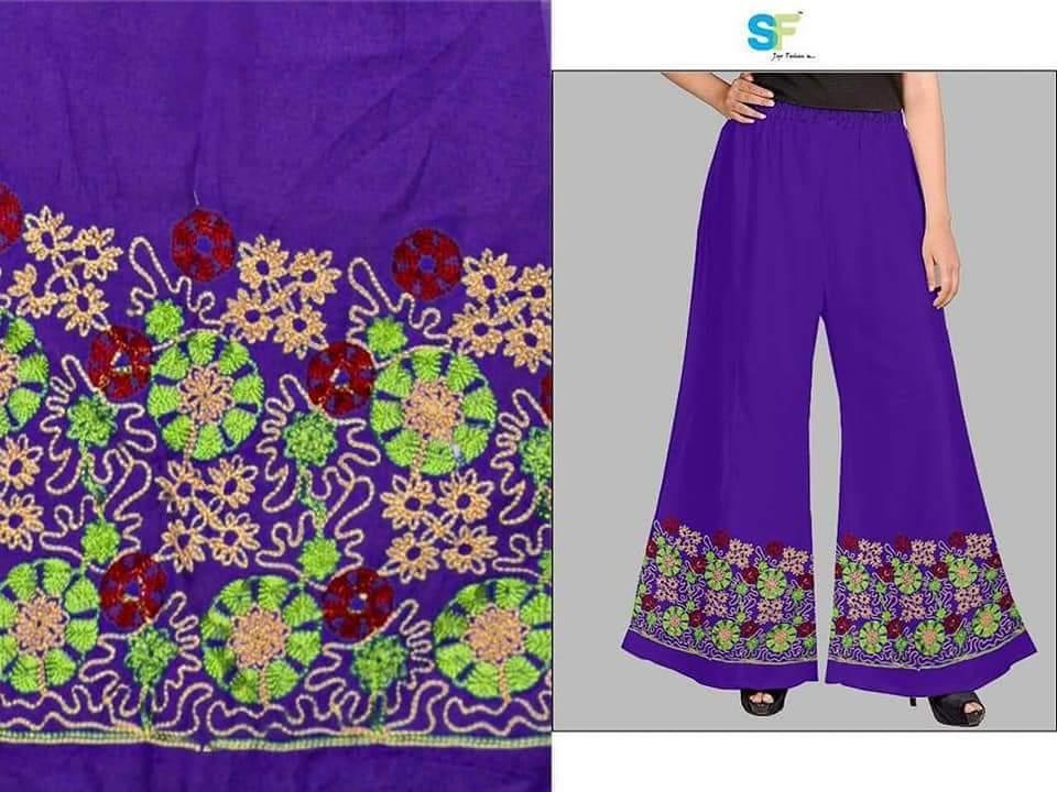 Purple Multi Color Embroidered Plazzo Pants - Shopindiapparels.com