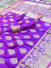 Load image into Gallery viewer, Purple Zari Butta Panel Rich weaving Silk Saree Silk Saree Shopindiapparels.com 
