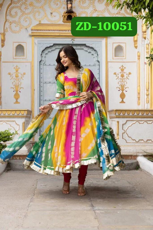 Rainbow Multi Color Georgette Gown with Dupatta gown shopindi.sg 