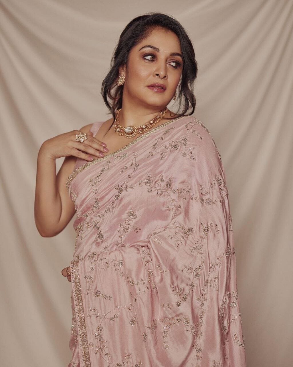 Ramya Krishnan Designer Rangoly Sequence Designer Saree shopindi.sg 