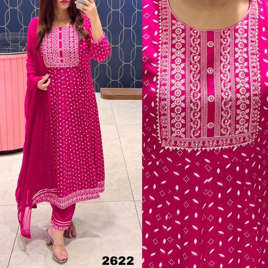 Rayon Anarkali Kurti With Pant and Chiffon Dupatta in 2 colors Kurti with Bottom and Dupatta Shopin Di Apparels 