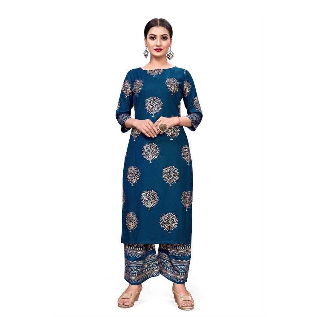 Rayon Printed Kurti and Plazzo Set in 5 colors Kurti with Plazzo shopindi.sg 