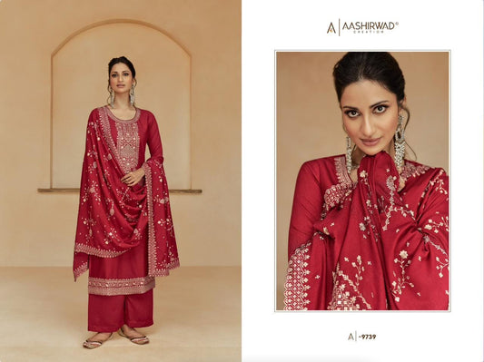 Red Aashirwad Gulkand Glory Silk Designer Salwar Suit Designer Suits Shopin Di Apparels 