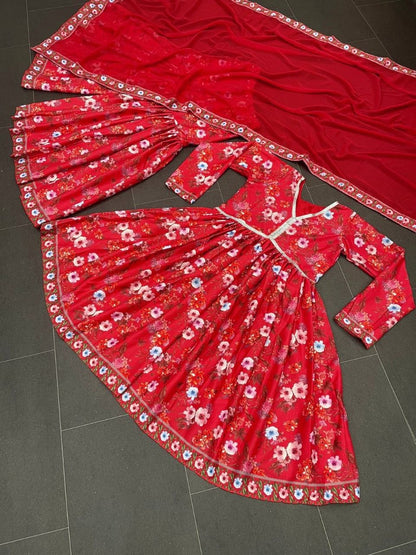 Red Floral Designer Fancy Wear Digital Printed Suit Designer suits shopindi.sg 
