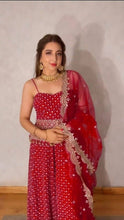 Load image into Gallery viewer, Red Georgette Fancy Wear Suit with Sequence work Designer Suits Shopindiapparels.com 