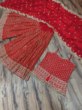 Load image into Gallery viewer, Red Georgette Fancy Wear Suit with Sequence work Designer Suits Shopindiapparels.com 