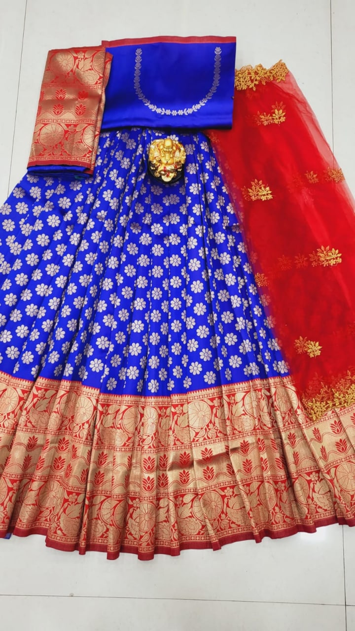Royal Look Traditional Half Saree 3pc Lehenga Half Saree Shopindiapparels.com 