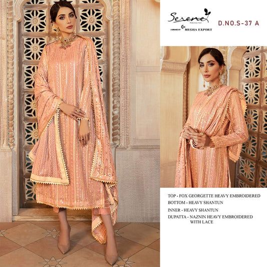 S 37 A Fox Georgette Pakistani Straight Cut Suit Designer Suits Shopindiapparels.com 