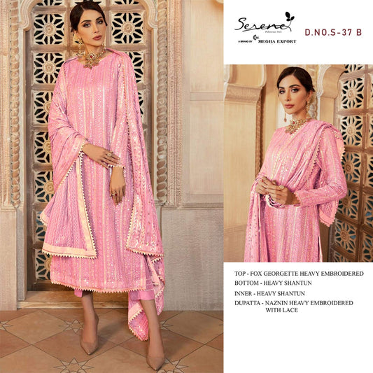 S 37 B Fox Georgette Pakistani Straight Cut Suit Designer Suits Shopindiapparels.com 