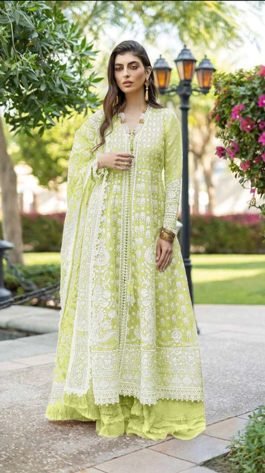 S 62 C Lawn Cotton Heavy Embroidered A Line Pakistani Suit Designer Suits Serene 