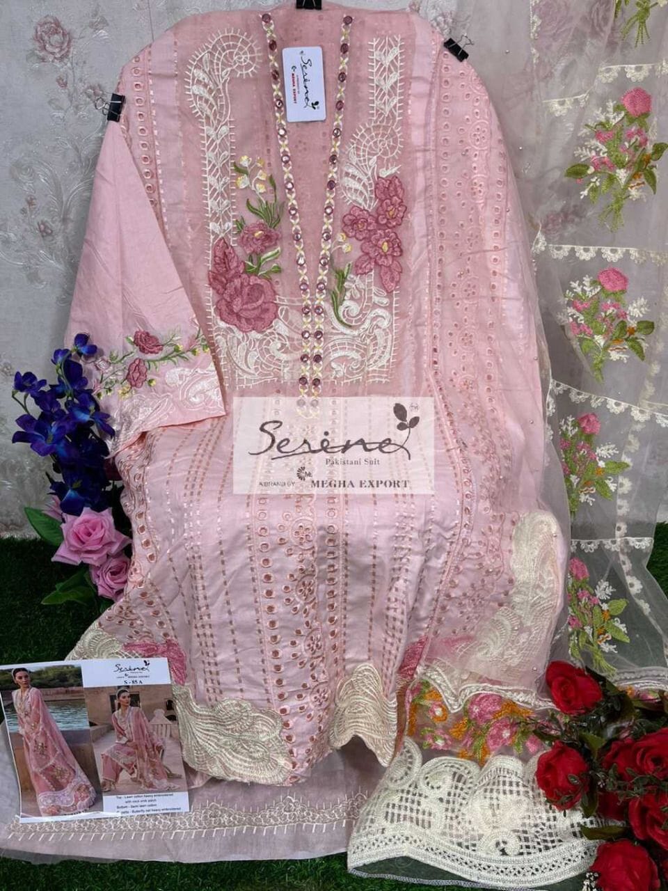 S 85A Designer Lawn Cotton Pakistani Suit Designer Suits Serene 