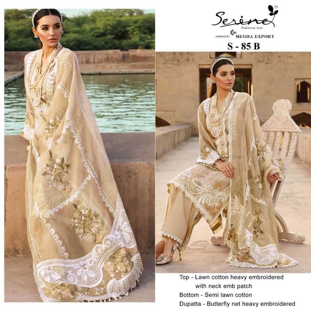 S 85B Designer Lawn Cotton Pakistani Suit Designer Suits Serene 