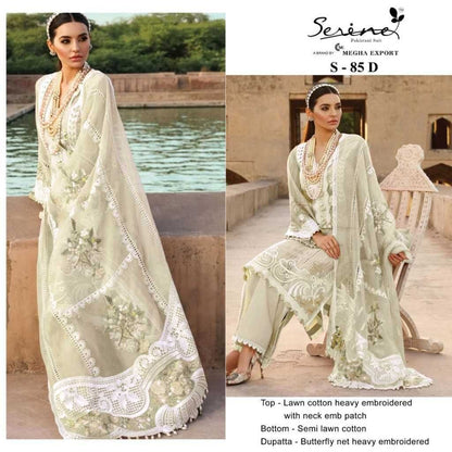 S 85D Designer Lawn Cotton Pakistani Suit Designer Suits Serene 