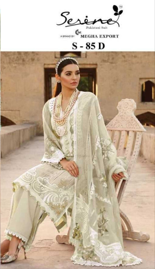 S 85D Designer Lawn Cotton Pakistani Suit Designer Suits Serene 