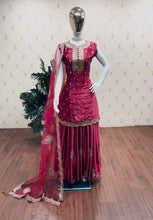 Load image into Gallery viewer, Satin Silk with Heavy Sequence work Sharara Suit designer Suits shopindi.sg 
