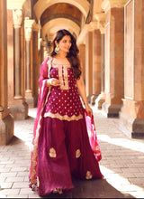 Load image into Gallery viewer, Satin Silk with Heavy Sequence work Sharara Suit designer Suits shopindi.sg 
