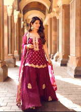 Load image into Gallery viewer, Satin Silk with Heavy Sequence work Sharara Suit designer Suits shopindi.sg 
