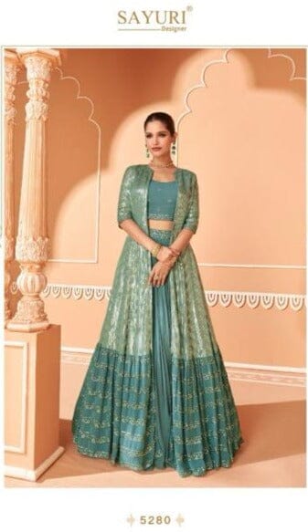 Sayuri 5280 Fancy Chinon Silk Real Georgette Front & Back Embroidered Designer Suit Designer Suits Sayuri 