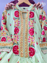Load image into Gallery viewer, SDC 2191 Block Print Fancy Slub Cotton Rayon Long Kurti with Pant Kurti with Pant Shopindiapparels.com 
