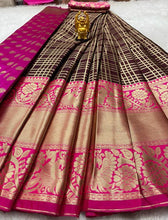 Load image into Gallery viewer, SF 1012 Rani Checkered Maroon Kanjiveram Silk Pure Zari Half Saree Half Saree Shopindiapparels.com 