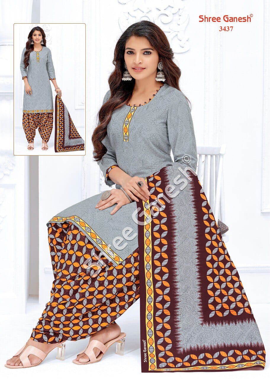 SG 3437 Readymade Cotton Printed Patiyala Suit Designer Suits Shree Ganesh 