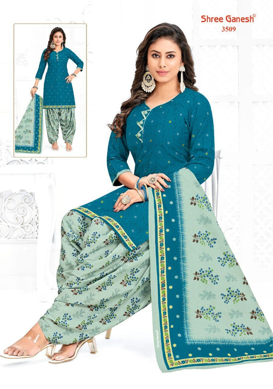 SG 3509 Readymade Cotton Printed Patiyala Suit Designer Suits Shree Ganesh 